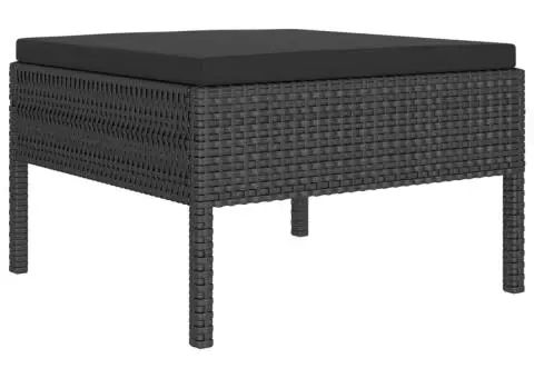 Set mobilier de grădină cu perne, 6 piese, negru, poliratan - 5/5