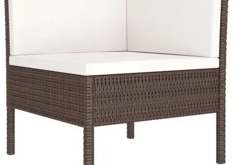 Set mobilier de grădină cu perne, 9 piese, maro, poliratan - 4/5