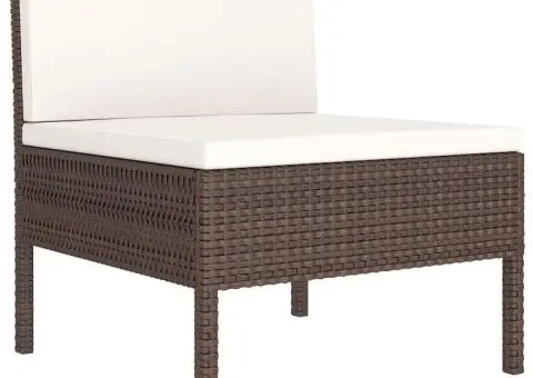 Set mobilier de grădină cu perne, 9 piese, maro, poliratan - 5/5