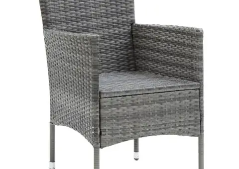 Set mobilier de grădină cu perne, 3 piese, gri, poliratan - 5/5