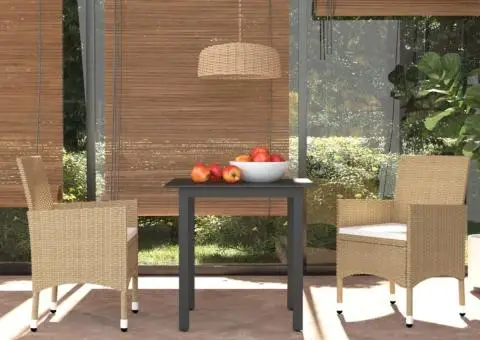 Set mobilier de grădină cu perne, 19 piese, bej, poliratan - 1/5