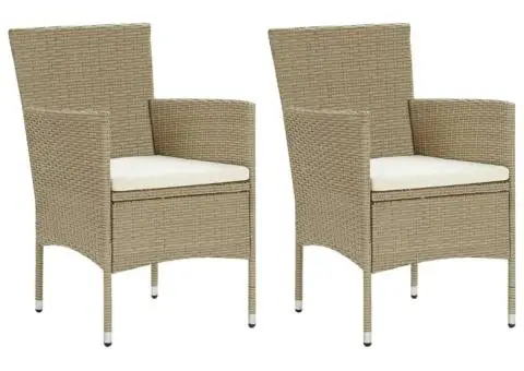 Set mobilier de grădină cu perne, 19 piese, bej, poliratan - 3/5