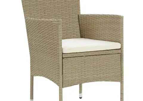 Set mobilier de grădină cu perne, 19 piese, bej, poliratan - 4/5