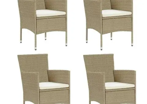 Set mobilier de grădină cu perne, 5 piese, bej, poliratan - 3/5