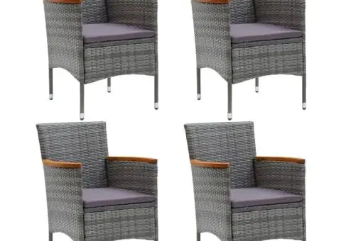 Set mobilier de grădină cu perne, 5 piese, gri, poliratan - 3/5