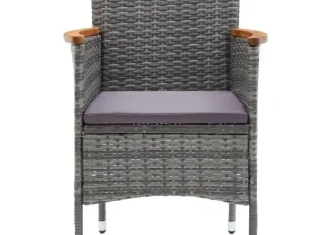 Set mobilier de grădină cu perne, 5 piese, gri, poliratan - 5/5