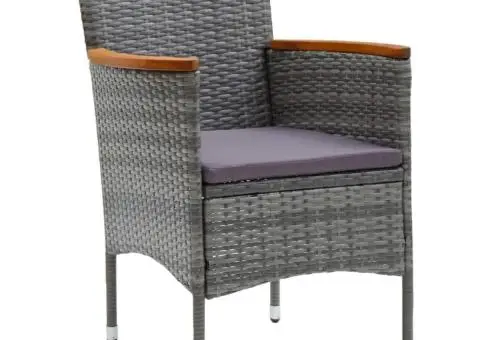 Set de masă pentru grădină cu perne, 7 piese, gri, poliratan - 4/5