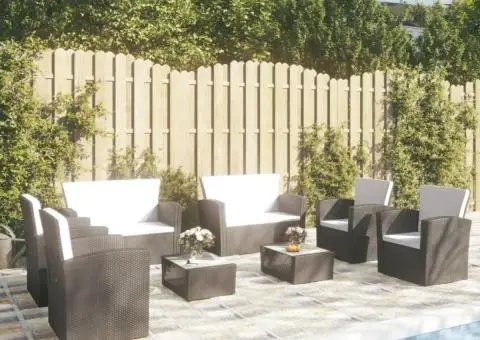 Set mobilier de grădină cu perne, 8 piese, negru, poliratan - 1/5