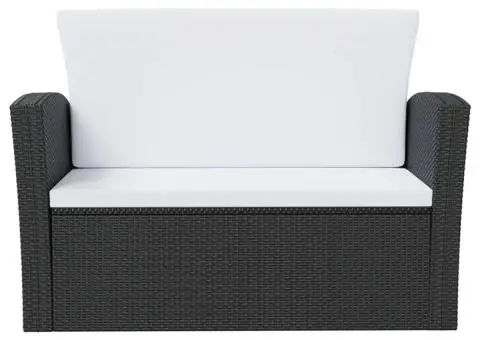 Set mobilier de grădină cu perne, 8 piese, negru, poliratan - 4/5