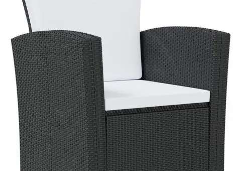 Set mobilier de grădină cu perne, 8 piese, negru, poliratan - 5/5
