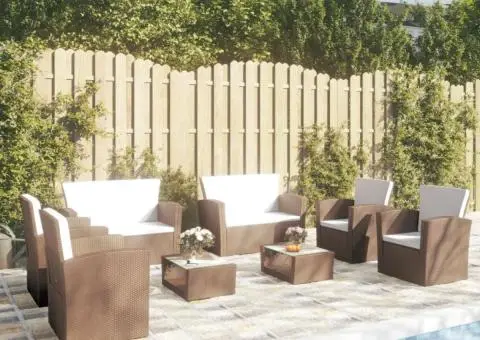 Set mobilier de grădină cu perne, 8 piese, maro, poliratan - 1/5