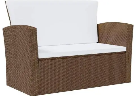 Set mobilier de grădină cu perne, 8 piese, maro, poliratan - 5/5