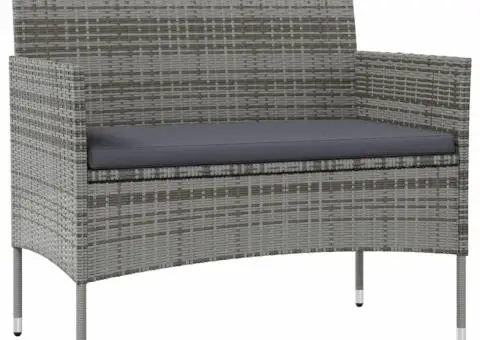 Set mobilier de grădină cu perne, 16 piese, gri, poliratan - 3/5