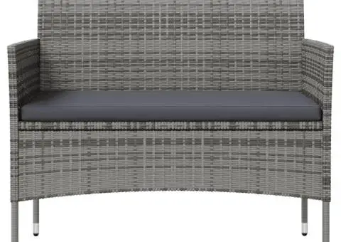 Set mobilier de grădină cu perne, 16 piese, gri, poliratan - 4/5