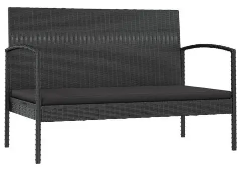 Set mobilier de grădină cu perne, 16 piese, negru, poliratan - 3/5