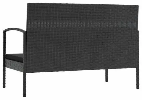 Set mobilier de grădină cu perne, 16 piese, negru, poliratan - 5/5