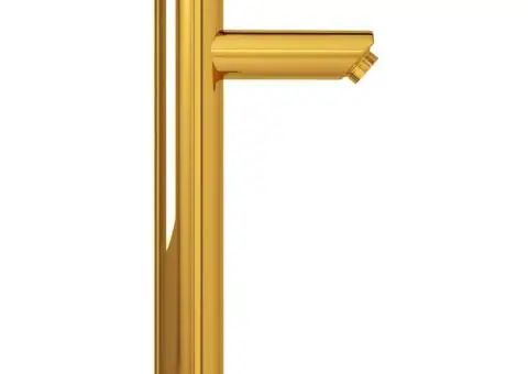 Chiuvetă baie cu robinet și scurgere tip push, sticlă aurie - 4/5