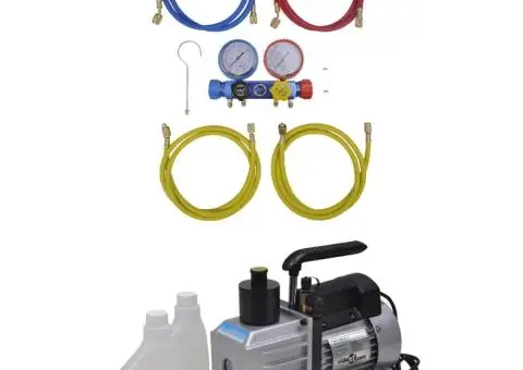 Pompă de vid cu set de manometru cu 4 căi aer condiționat - 1/5