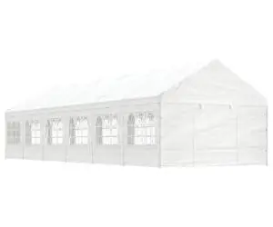 vidaXL Foișor cu acoperiș, alb, 13,38x4,08x3,22 m, polietilenă