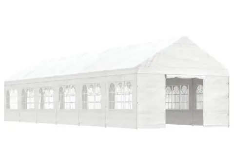 Foișor cu acoperiș, alb, 13,38x4,08x3,22 m, polietilenă - 2/5