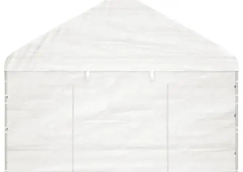 Foișor cu acoperiș, alb, 13,38x4,08x3,22 m, polietilenă - 4/5