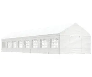 vidaXL Foișor cu acoperiș, alb, 17,84x4,08x3,22 m, polietilenă