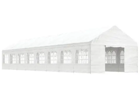 Foișor cu acoperiș, alb, 17,84x4,08x3,22 m, polietilenă - 2/5