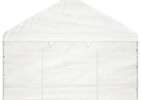 Foișor cu acoperiș, alb, 17,84x4,08x3,22 m, polietilenă - 4/5