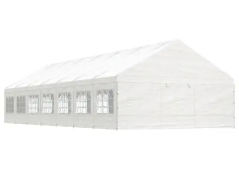 Foișor cu acoperiș, alb, 15,61x5,88x3,75 m, polietilenă - 1/5