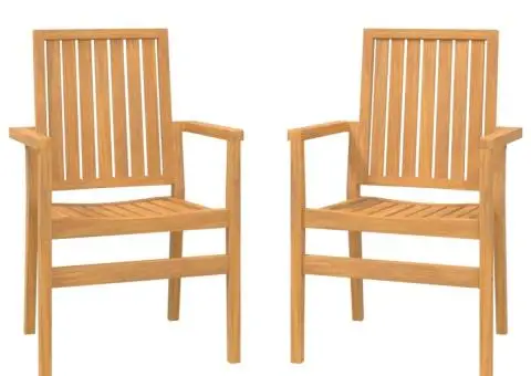Scaune grădină stivuibile 2 buc. 56,5x57,5x91 cm lemn masiv tec - 2/5