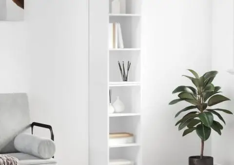 Dulap înalt, alb extralucios, 34,5x32,5x180 cm, lemn prelucrat - 1/5