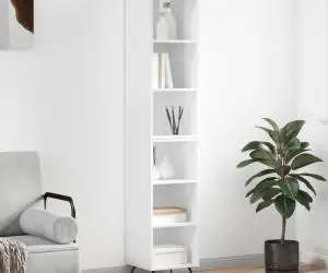 vidaXL Dulap înalt, alb extralucios, 34,5x32,5x180 cm, lemn prelucrat