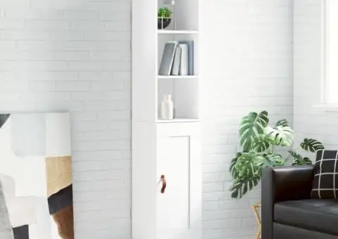 Dulap înalt, alb extralucios, 34,5x34x180 cm, lemn prelucrat - 1/5