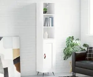 vidaXL Dulap înalt, alb extralucios, 34,5x34x180 cm, lemn prelucrat