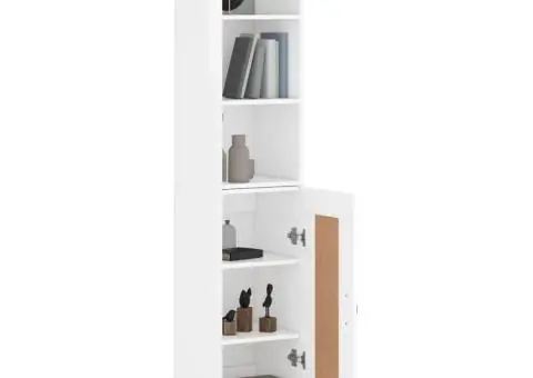 Dulap înalt, alb extralucios, 34,5x34x180 cm, lemn prelucrat - 3/5