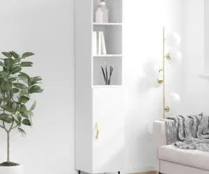 vidaXL Dulap înalt, alb extralucios, 34,5x34x180 cm, lemn prelucrat