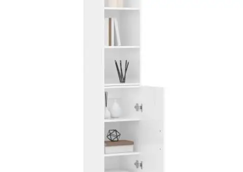 Dulap înalt, alb extralucios, 34,5x34x180 cm, lemn prelucrat - 3/5