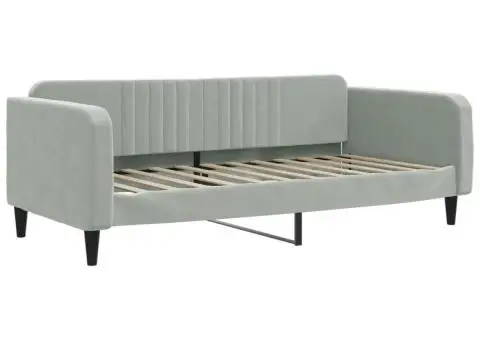 Cadru de pat, gri deschis, 90x200 cm, catifea - 2/5