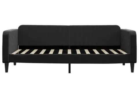 Pat de zi, negru, 90x200 cm, catifea - 3/5