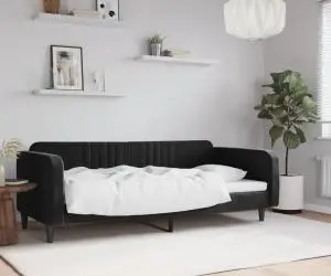 vidaXL Pat de zi, negru, 90x190 cm, catifea