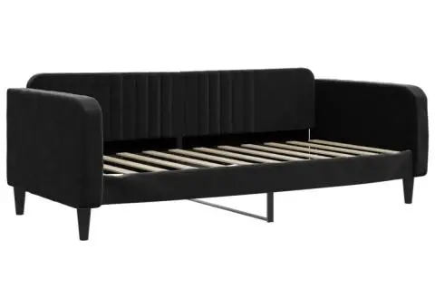 Pat de zi, negru, 90x190 cm, catifea - 2/5