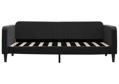 Pat de zi, negru, 90x190 cm, catifea - 3/5