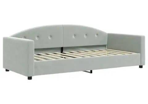 Cadru de pat, gri deschis, 90x200 cm, catifea - 2/5