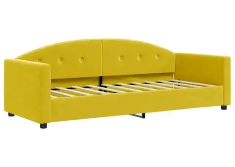 Pat de zi, galben, 80x200 cm, catifea - 2/5