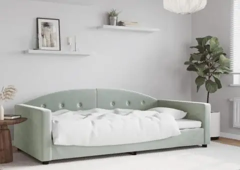 Cadru de pat, gri deschis, 100x200 cm, catifea - 1/5