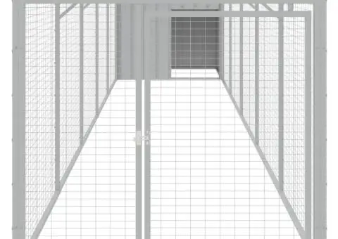 Coteț pui cu incintă gri deschis 117x609x123 cm oțel galvanizat - 3/5