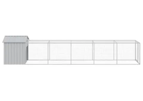Coteț pui cu incintă gri deschis 117x609x123 cm oțel galvanizat - 4/5