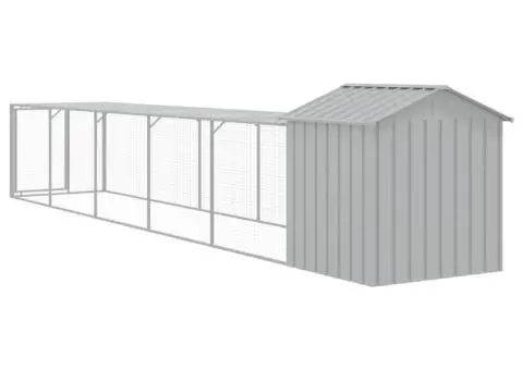 Coteț pui cu incintă gri deschis 117x609x123 cm oțel galvanizat - 5/5
