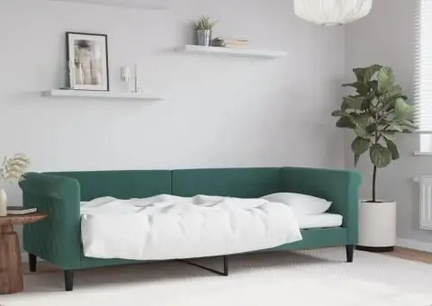 Cadru de pat, verde închis, 80x200 cm, catifea - 1/5
