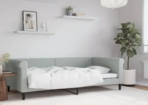 Cadru de pat, gri deschis, 100x200 cm, catifea - 1/5